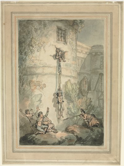 Flugt af franske fanger af Thomas Rowlandson
