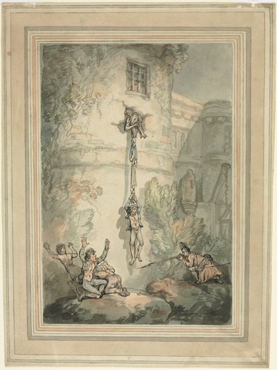 Flugt af franske fanger. af Thomas Rowlandson