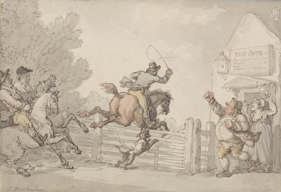 Evading the Toll, ca. 1805-10 (grafit, pen, blæk & w/c på papir) af Thomas Rowlandson