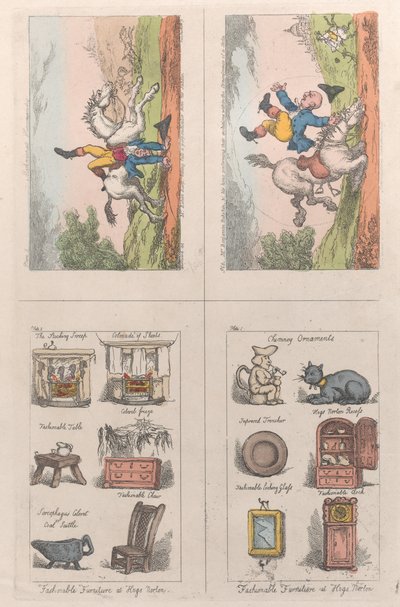 Moderigtige møbler hos Hogs Norton, Mathematical Horsemanship, 1809., 1809 af Thomas Rowlandson
