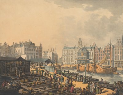 Feyge Dam, med en del af fiskemarkedet i Amsterdam, 1797. af Thomas Rowlandson