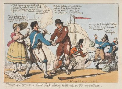 »Glem og tilgiv« eller »Ærlige Jack giver en gammel bekendt hånden« af Thomas Rowlandson