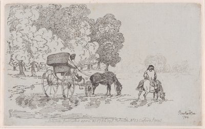 Firehjulede liggestol af Thomas Rowlandson