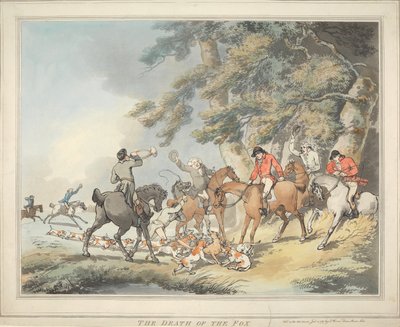 Rævejagt [serie på seks]:   3. Rævens død af Thomas Rowlandson