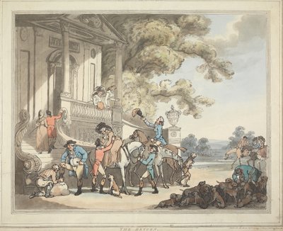 Rævejagt [serie på seks]:   5. Hjemkomsten af Thomas Rowlandson