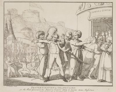 »Fraternisering i Grand Cairo« eller »Den gale general og hans muntre følge«, der sandsynligvis vil blive til tamme muslimer af Thomas Rowlandson