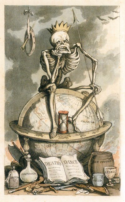 Frontispice fra The English Dance of Death, pub. 1815 farvestik, 1815. af Thomas Rowlandson
