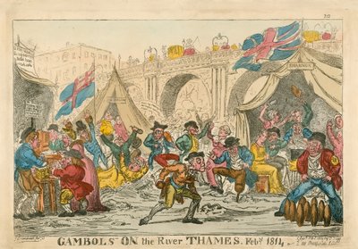 Gambols ved Themsen, februar 1814 af Thomas Rowlandson