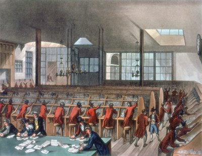 General Post Office, Lombard Street, London, 1808 af Thomas Rowlandson