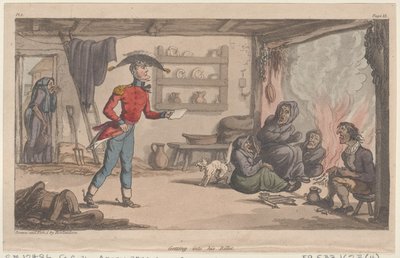At komme ind i hans Billet, fra The Military Adventures of Johnny Newcome, 1815., 1815. af Thomas Rowlandson