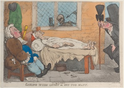 Giving Up the Ghost or One Too Many, 1813., 1813. af Thomas Rowlandson