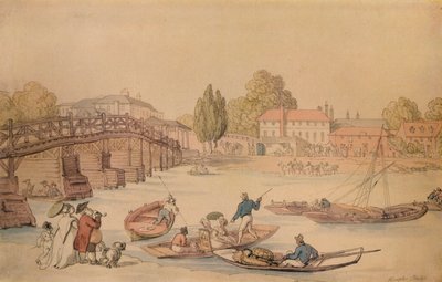 Hampton Bridge, 1800 af Thomas Rowlandson