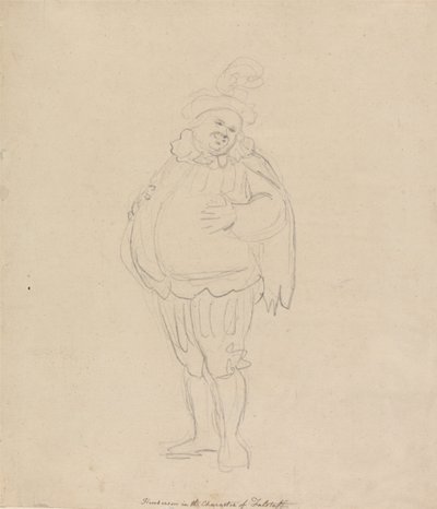 Henderson i rollen som Falstaff af Thomas Rowlandson