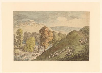Bakket landskab med får af Thomas Rowlandson