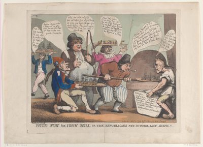 Meget sjov for John Bull, eller republikanerne sat til deres sidste skifte, november ..., 12. november 1798. af Thomas Rowlandson