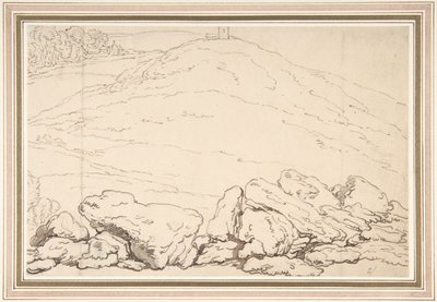 Kuperet landskab med klipper af Thomas Rowlandson