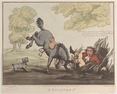 Hestepræstationer, skitse 12: A Vaulter !!, 1. august 1799., 1. august 1799. af Thomas Rowlandson