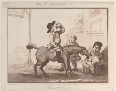 Hestepræstationer, skitse 5: En politiker !!, 1. august 1799., 1. august 1799. af Thomas Rowlandson