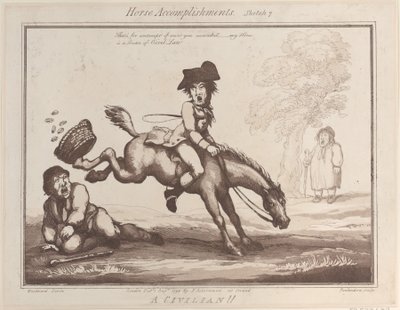 Hestepræstationer, skitse 7: A Civilian !!, 1. august 1799., 1. august 1799. af Thomas Rowlandson