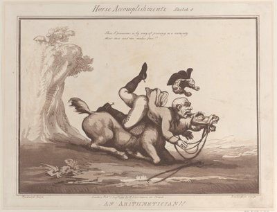 Hestepræstationer, skitse 8: An Arithmetician !!, 1. august 1799., 1. august 1799. af Thomas Rowlandson