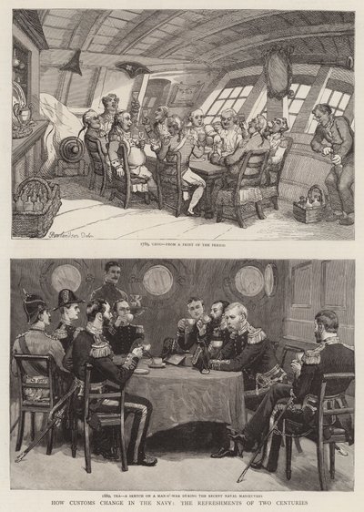 Hvordan tolden ændrer sig i flåden, to århundreders forfriskninger af Thomas Rowlandson
