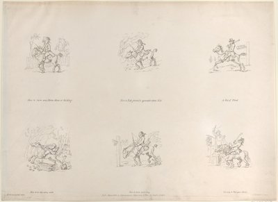 Hvordan man slår enhver hest, hoppe eller vallak, hvordan man rider fornem og behagelig ned Hil..., 1. marts 1803. af Thomas Rowlandson