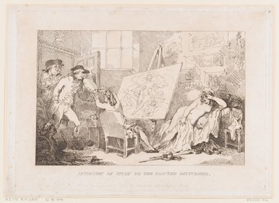 Forstyrrelse af arbejdet eller »Maleren, der blev forstyrret« af Thomas Rowlandson