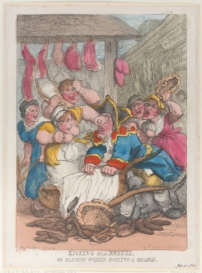 Kicking Up a Breeze eller Barrow Kvinder, der baster en beadle, 10. februar 1814., 10. februar 1814. af Thomas Rowlandson