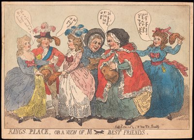 Kings Place, eller udsigt over M ---- Best Friends, pub. 1784 (håndfarvet gravering) af Thomas Rowlandson