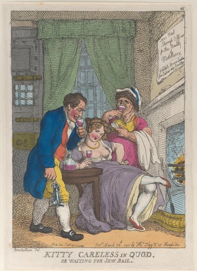 Kitty Careless in Quod or Waiting for Jøde Bail, 28. marts 1811., 28. marts 1811. af Thomas Rowlandson