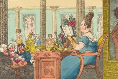 La Belle Limonaudiere på Cafe des Mille Colonnes, Palais Royal, Paris, 1814. af Thomas Rowlandson
