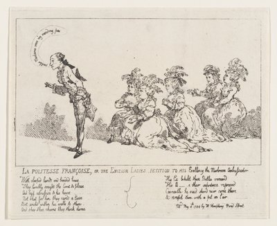 La politesse Françoise, eller The English Ladies Petition to His Excellence the Mushro..., 4. maj 1789. af Thomas Rowlandson
