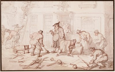 Arbejdere, der lægger et fortov af Thomas Rowlandson