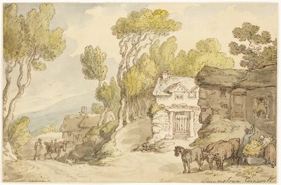 Launcetown Cornwall af Thomas Rowlandson
