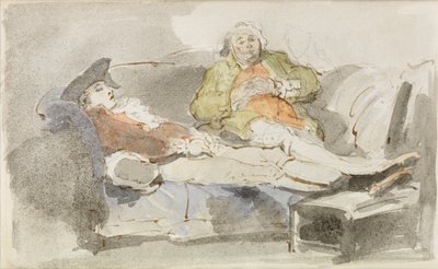 Dase på en sofa (akvarel over pen og blæk) af Thomas Rowlandson