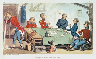 Lær at ryge og drikke grog. 1815 af Thomas Rowlandson