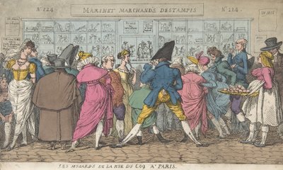 Musarderne i Rue du Coq i Paris Dawdlers i Rue Coq, Paris, ca. 1810., ca. 1810. af Thomas Rowlandson