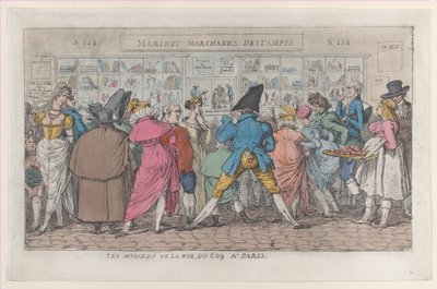 Musarderne i Rue du Coq i Paris Dawdlers i Rue Coq, ca. 1810., ca. 1810. af Thomas Rowlandson