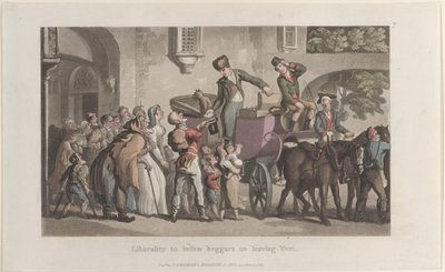 Frihed til at svække tiggere ved at forlade Yrvi, fra Journal of Sentimental Travels in the ..., 1821. af Thomas Rowlandson
