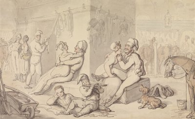 Light-Horse Cavalry Barakker (akvarel og pen og blæk på papir) af Thomas Rowlandson