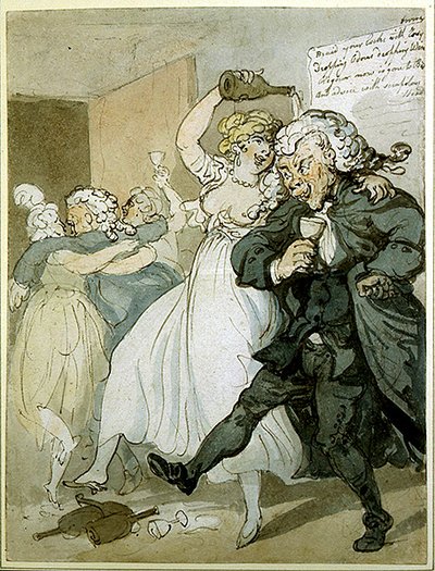 Kærlighed og lov (akvarel på papir) af Thomas Rowlandson