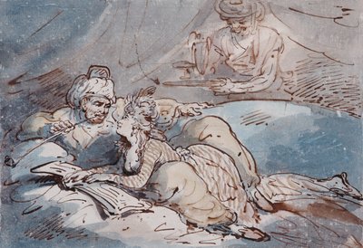 Kærlighed i Østen, ca. 1787 (pen og farvevask) af Thomas Rowlandson