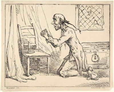 Mand, der beder af Thomas Rowlandson
