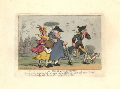 Mand og kvinde tabt på landet i en nattestorm. af Thomas Rowlandson