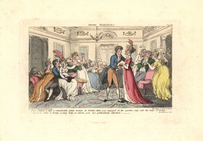 Mand tvunget til at kysse en grim kvinde til en dansefest. af Thomas Rowlandson