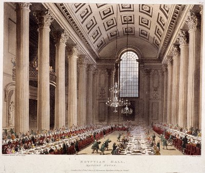 Mansion House interiør, London, 1809 af Thomas Rowlandson