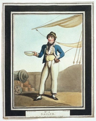 Sømand, under Horatio Nelson (1758-1805), tildelt forskellige jobs alt efter deres evner, nogle arbejdede på masterne, der var lastet på vingen, andre på øverste dæk, ansvarlige for ankeret, atter andre var en del af skytteholdet af Thomas Rowlandson