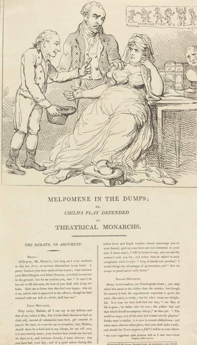 Melpomene i dyb nedtur; om »Child’s Play« forsvaret af teatermonarker af Thomas Rowlandson