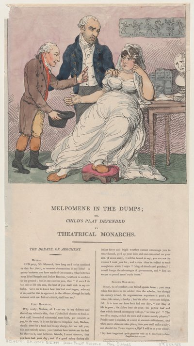 Melpomene i lossepladserne eller børneskuespil forsvaret af teatralske monarker, 1804., 1804. af Thomas Rowlandson