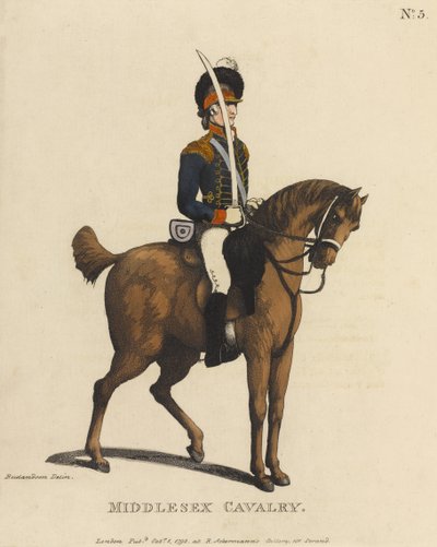 Middlesex kavaleri (farvet akvatint) af Thomas Rowlandson